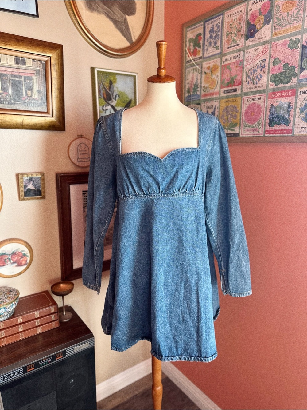 ASOS Denim Sweetheart Mini Dress